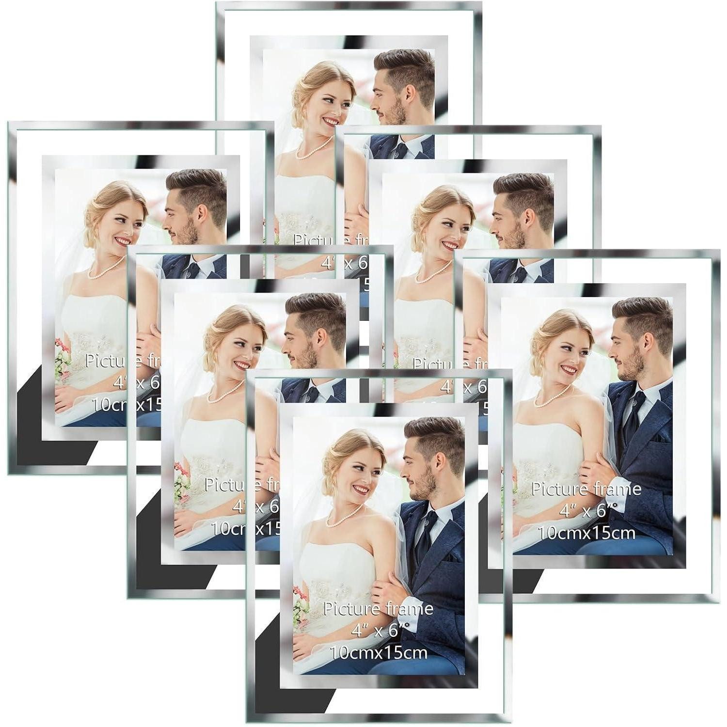 LuxusKollektion Bilderrahmen-Set 6er-Set Bilderrahmen 10x15 Silber Glasfotorahmen für Fotos, (6 St)