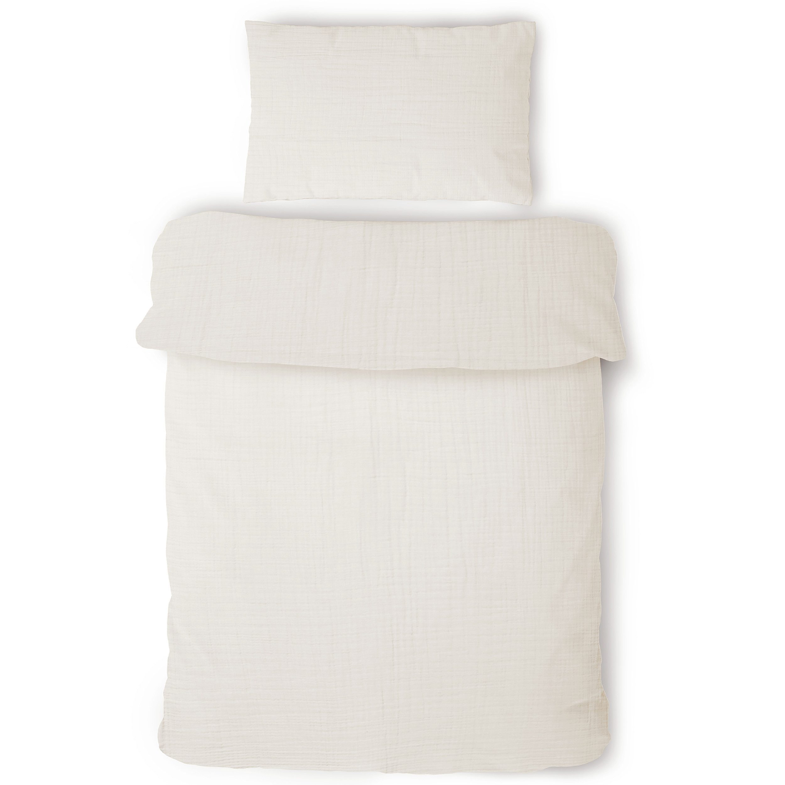 Laynenburg Kinderbettwäsche Musselin 2 teilig aus 100% Baumwolle in 100x135 cm + 40x60 cm, atmungsaktiv & bügelfrei – 3 lagig mit Reißverschluss & Haltebändern