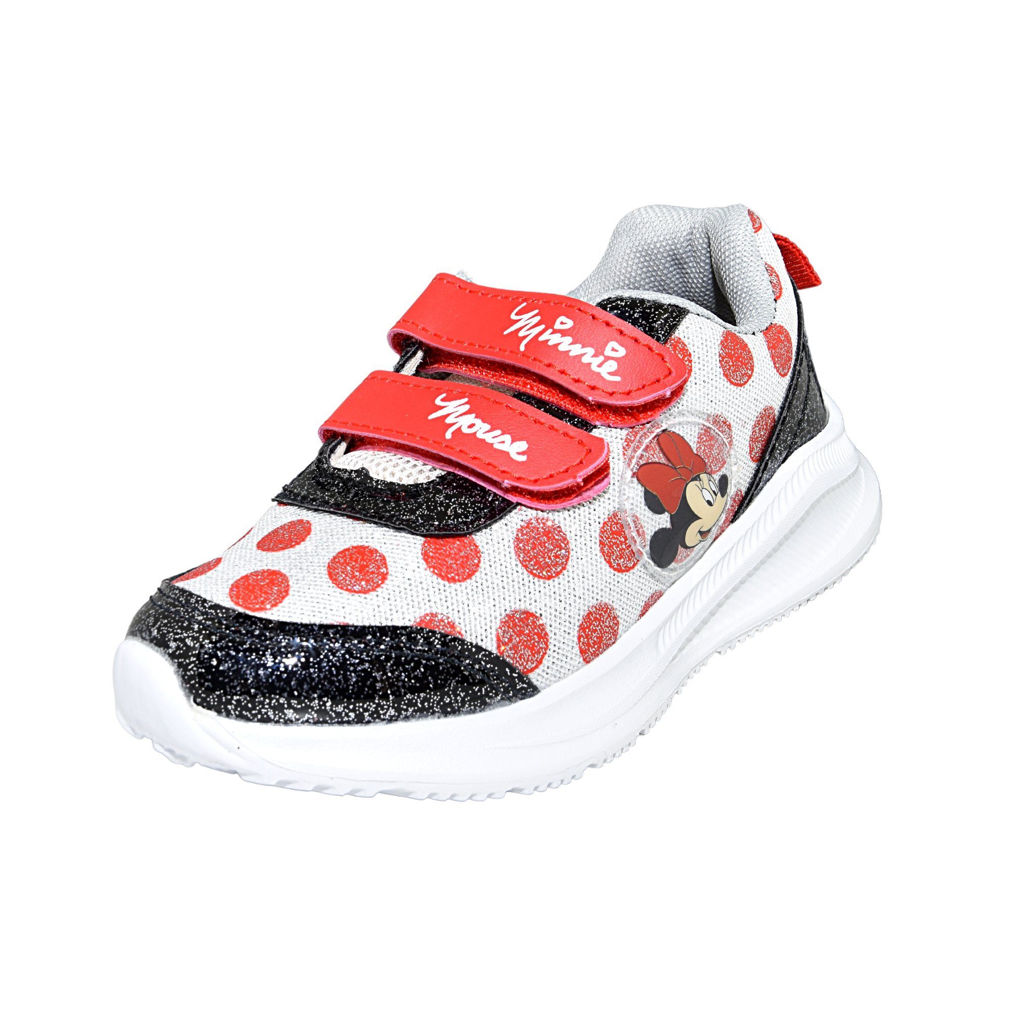 mit Maus Disney Klettverschluss Mouse cm Mädchen 23 Minnie Gr. Minnie - Sneaker glitzernde Schuhe 28