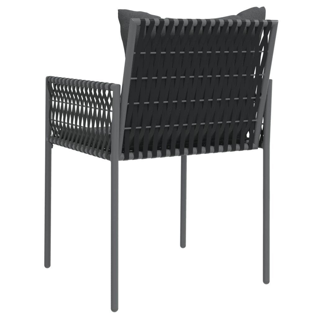 vidaXL Gartenstuhl Gartenstühle mit Kissen Schwarz 2 Polyrattan 54x61x83 Stk cm