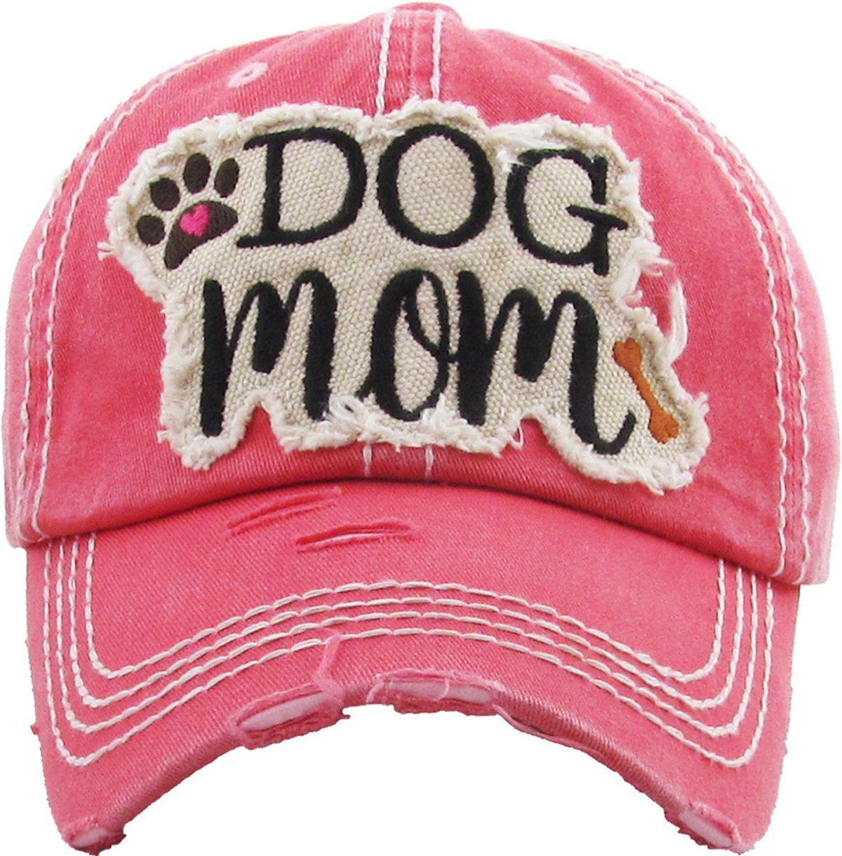 Sporty Baseball Cap Look Washed Damen Dog rosa Vintage Cap Mom used Baseballcap Vintage