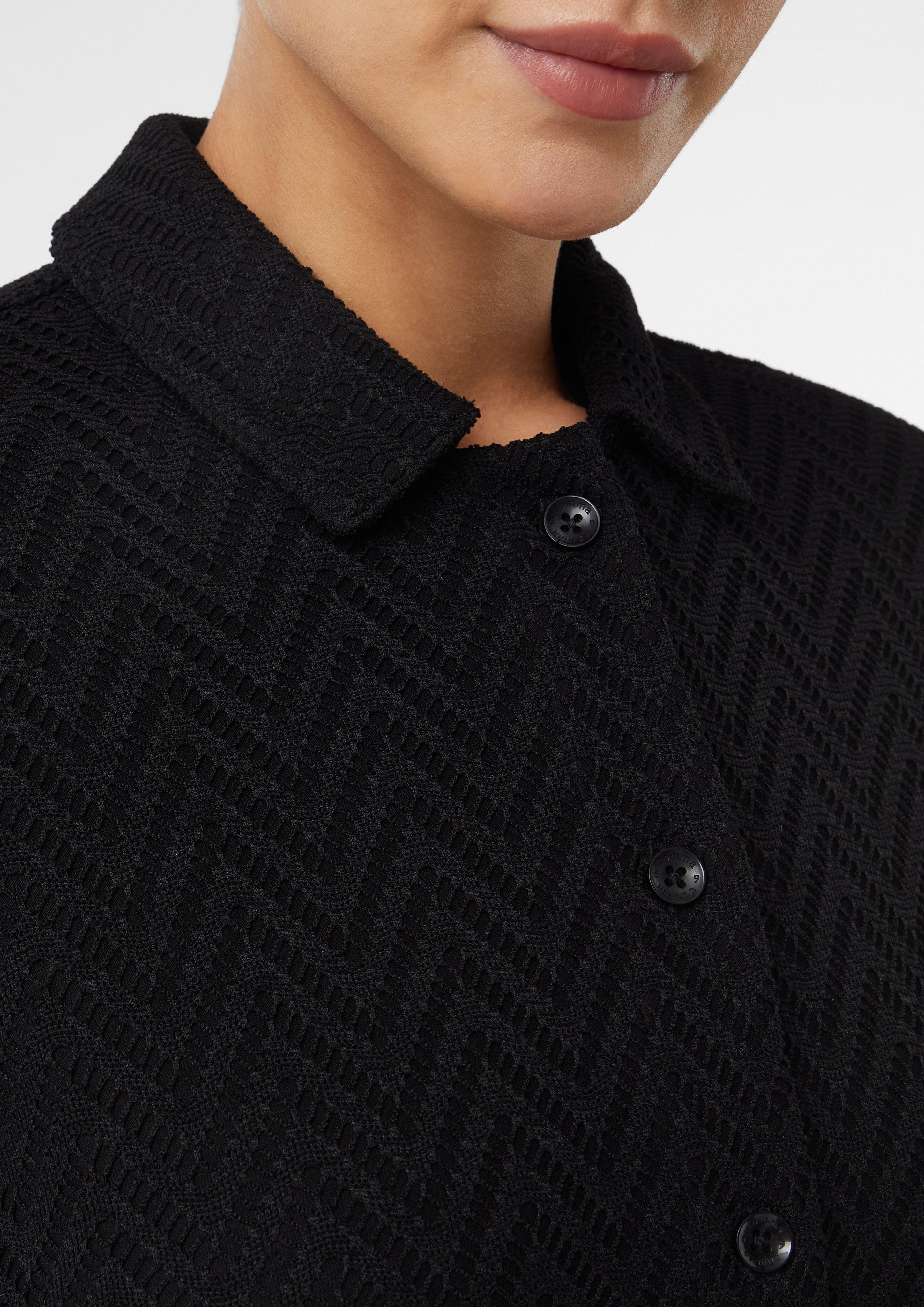 Comma Kurzarmshirt Cropped Overshirt mit Ajourmuster günstig online kaufen