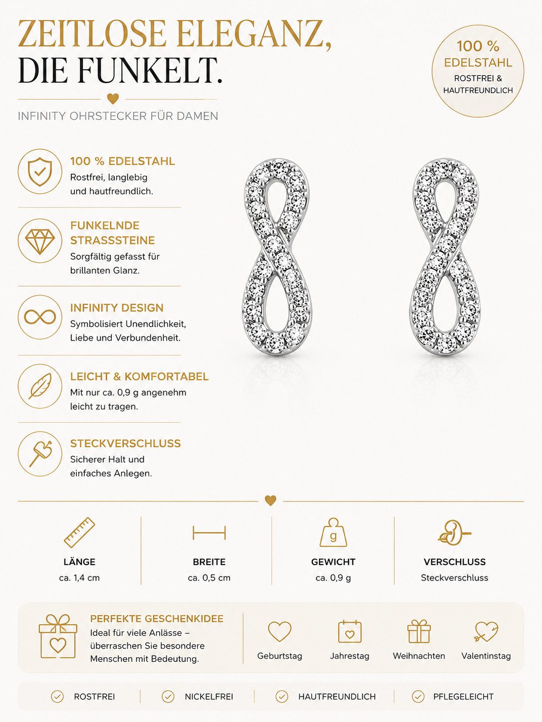 Brise Schmuck Schmuckset Schmuckset Damen Infinity Edelstahl Halskette & Armband Gold/Silber (Schmuckset, 1 Armband, 1 Halskette), Infinity Schmuckset, verstell – Bild 4 von 4