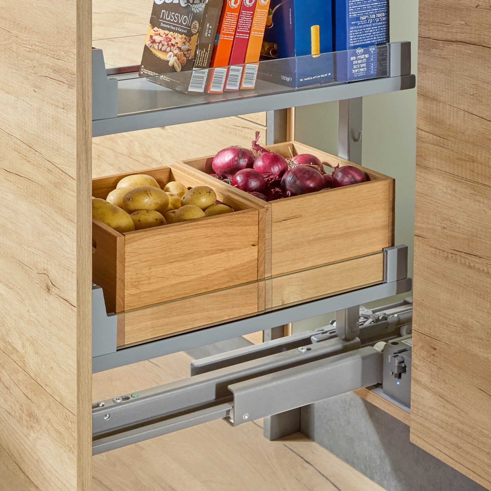 Kesseböhmer Auszug Dispensa-X Apothekerauszug, ARENA Tablare (Glasregling), Set 120-160cm, 4 Einhängetablare, für Schrankbreite 300mm