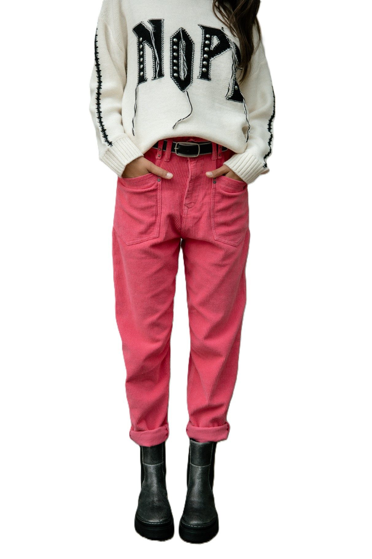 Freeman T. Porter Boyfriend-Hose Joyce Veluto - Hoch taillierte Cordhose günstig online kaufen