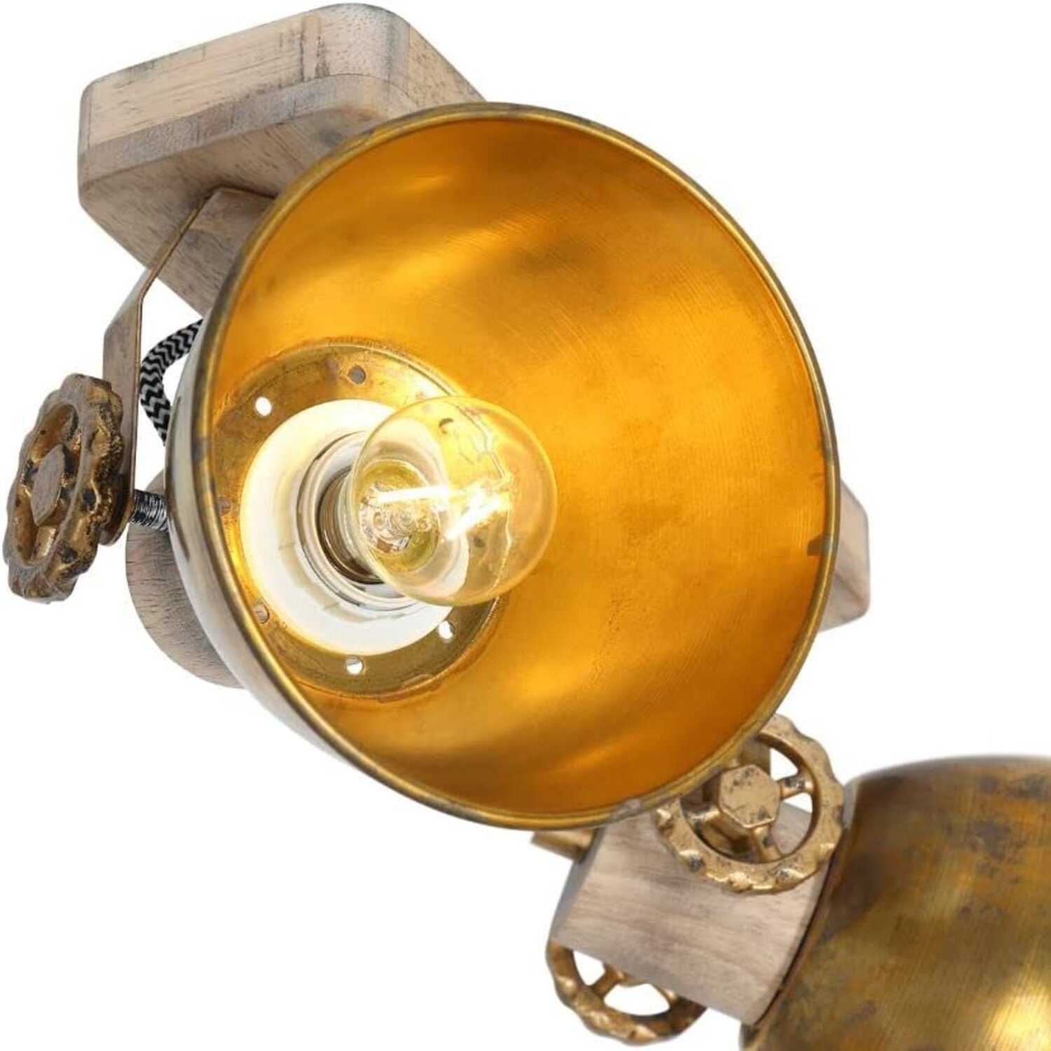 Deckenlampe Atmosphäre, Lichthandel Lampenschirme Rustikal LED Industrie incl. Vintage Hoch Warmweiß, LED Anwendungsbereiche, Retro 7W & Vintage Vielfältige Gemütliche moderne Deckenleuchte LED, 7969Bronze Design, Metall Schwenkbare wechselbar, Holz