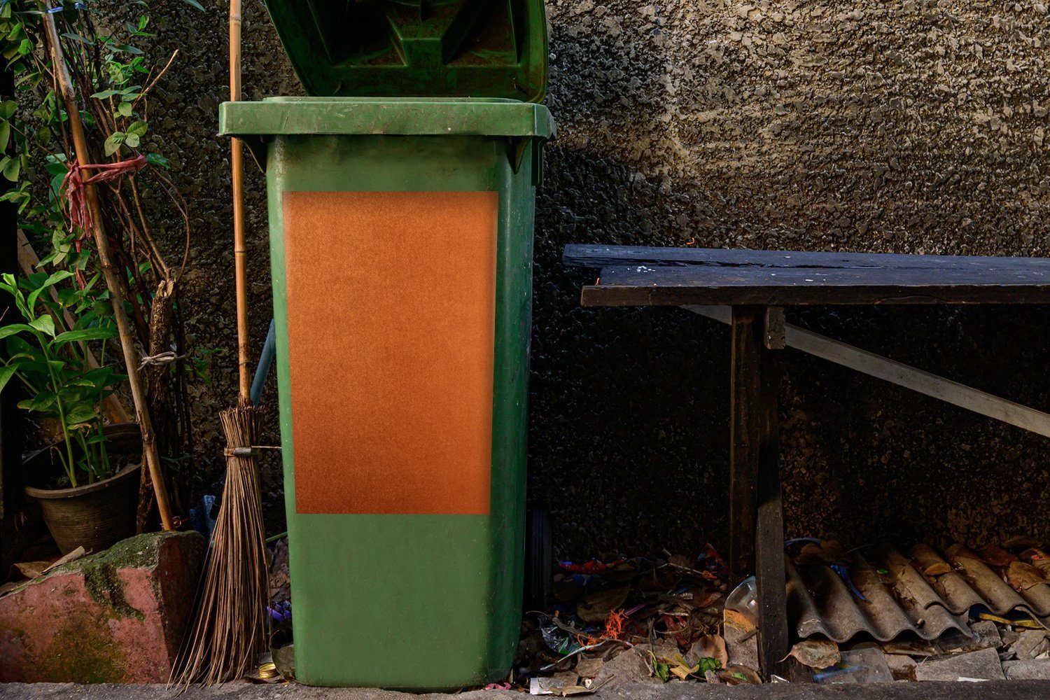 St), mit (1 Mülleimer-aufkleber, MuchoWow Kupferstruktur Papier Wandsticker Abfalbehälter einer Mülltonne, Sticker, Container,