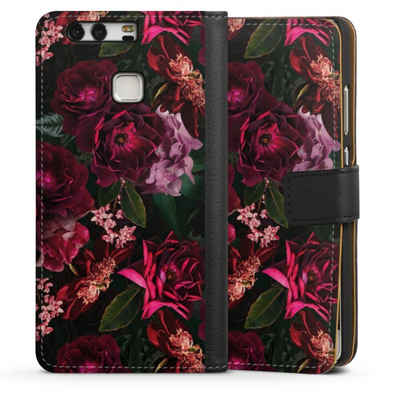 DeinDesign Handyhülle »Rose Blumen Blume Dark Red and Pink Flowers«, Huawei P9 Hülle Handy Flip Case Wallet Cover Handytasche Leder