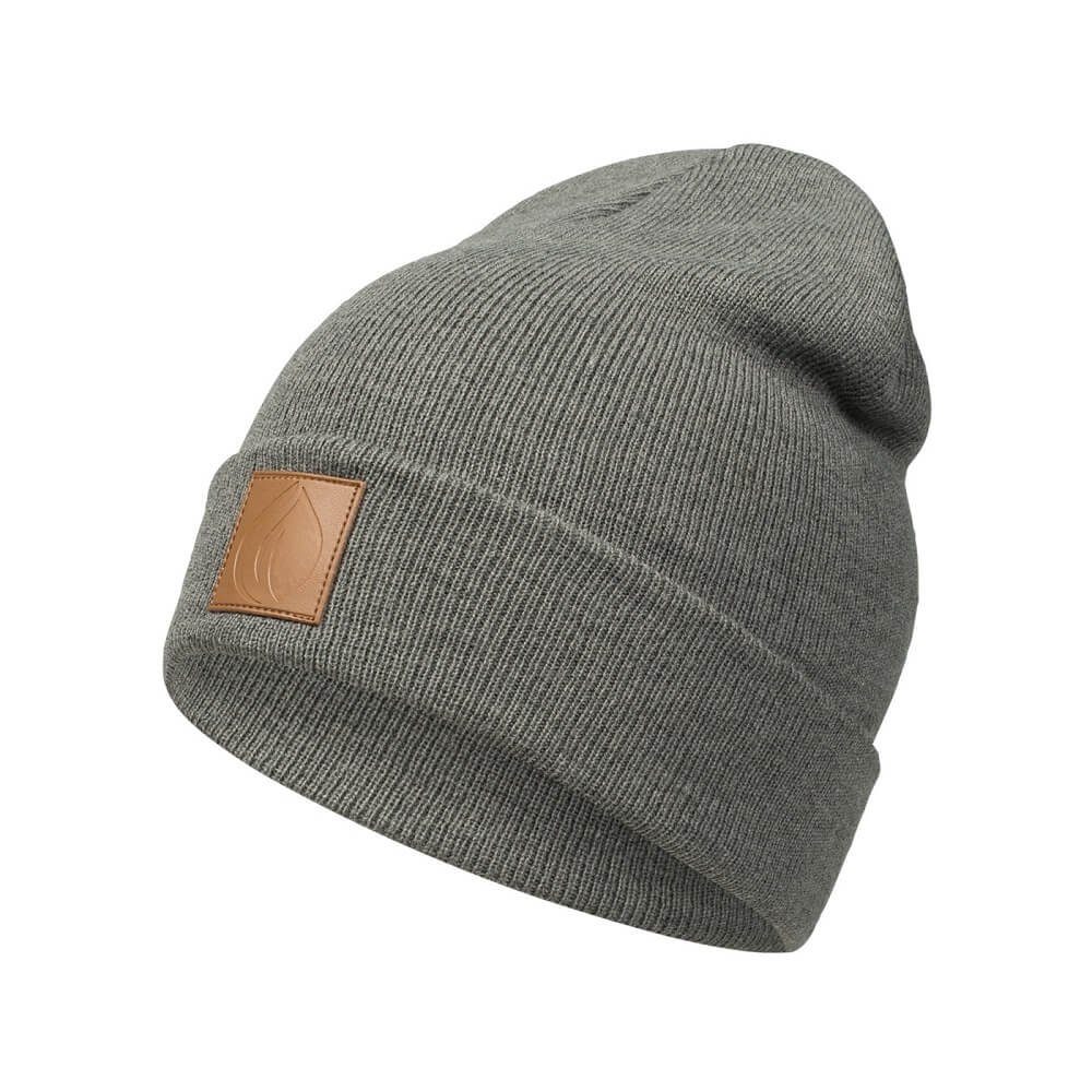 OCCULTO Beanie Leatherpatch Winter Mütze Beanie (Brown Label) Charcoal