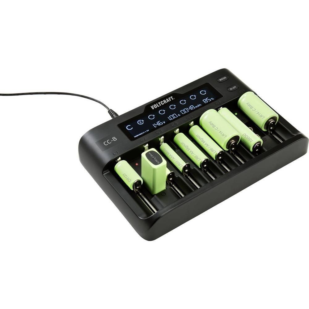 VOLTCRAFT Rundzellen-Ladegerät A VC-10882815 Rundzellen-Lader (Einzelschachtüberwachung, Akkuerkennung, Akku-Defekt Erkennung)