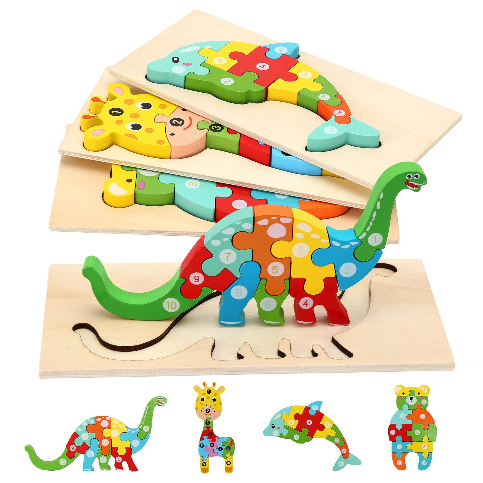 FOUORTUNATE-BEE Lernspielzeug Montessori-Puzzle für Kinder ab 3 Jahren, 4-teiliges Lernspielzeug (4-St), Frühes Lernspiel & Geschenk für Jungen und Mädchen ab 3 Jahren