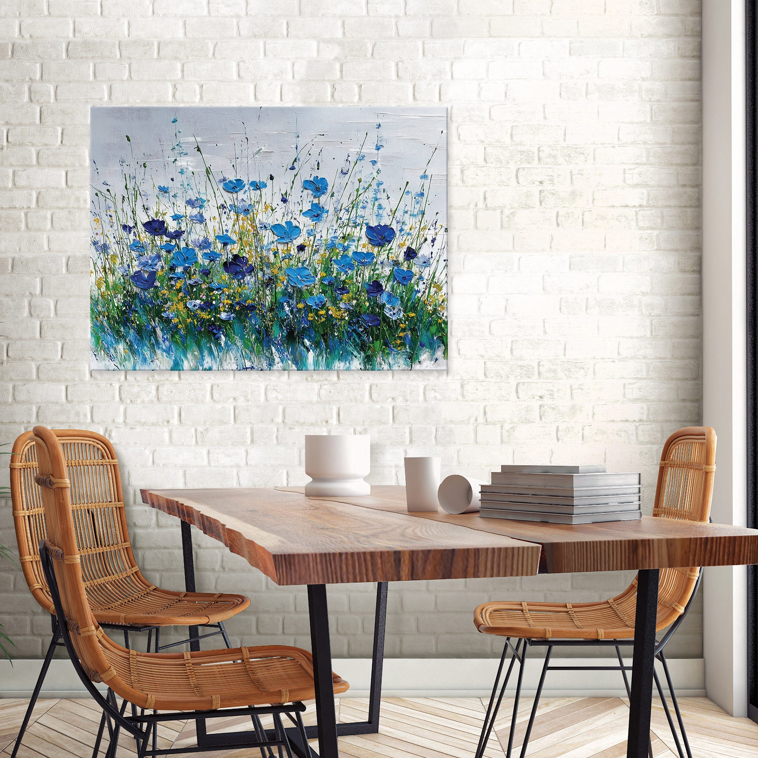 Wallarena Leinwandbild Blumen Zeichnung Grün Modern Wandbilder Wand Deko XX günstig online kaufen
