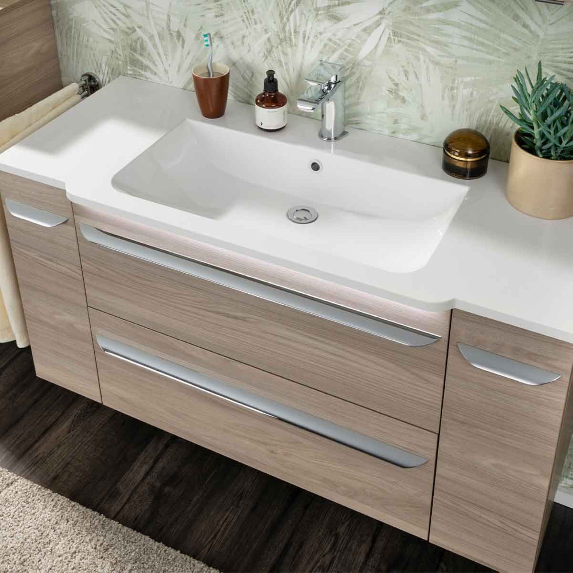FACKELMANN Badmöbel-Set LUXOR 7-teiliges Set, LED-Spiegelschrank + Unterschrank