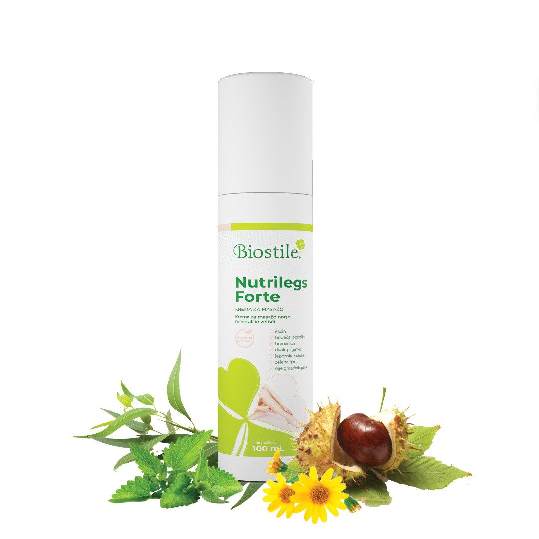 Biostile Beinpflege mit Traubenkernöl und Kräutern für schwere Beine, Creme, 100 g, Mit Menthol, Traubenkernöl und Panthenol, 100 ml