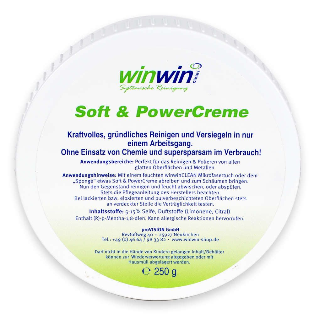 winwinCLEAN Soft & PowerCREME I Allzweckreiniger, Fensterreiniger, Sneaker Cleaner Putzstein (1x 250g Soft & PowerCreme Allzweckreiniger,Fensterreiniger,Sneaker Cleaner,Kalkentferner)
