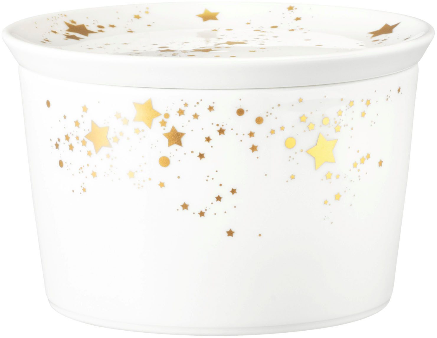 Seltmann Weiden Servierschale Liberty - Golden Stars, Porzellan, (1-tlg), Schale rund, mit Deckel, 14 x 9 cm