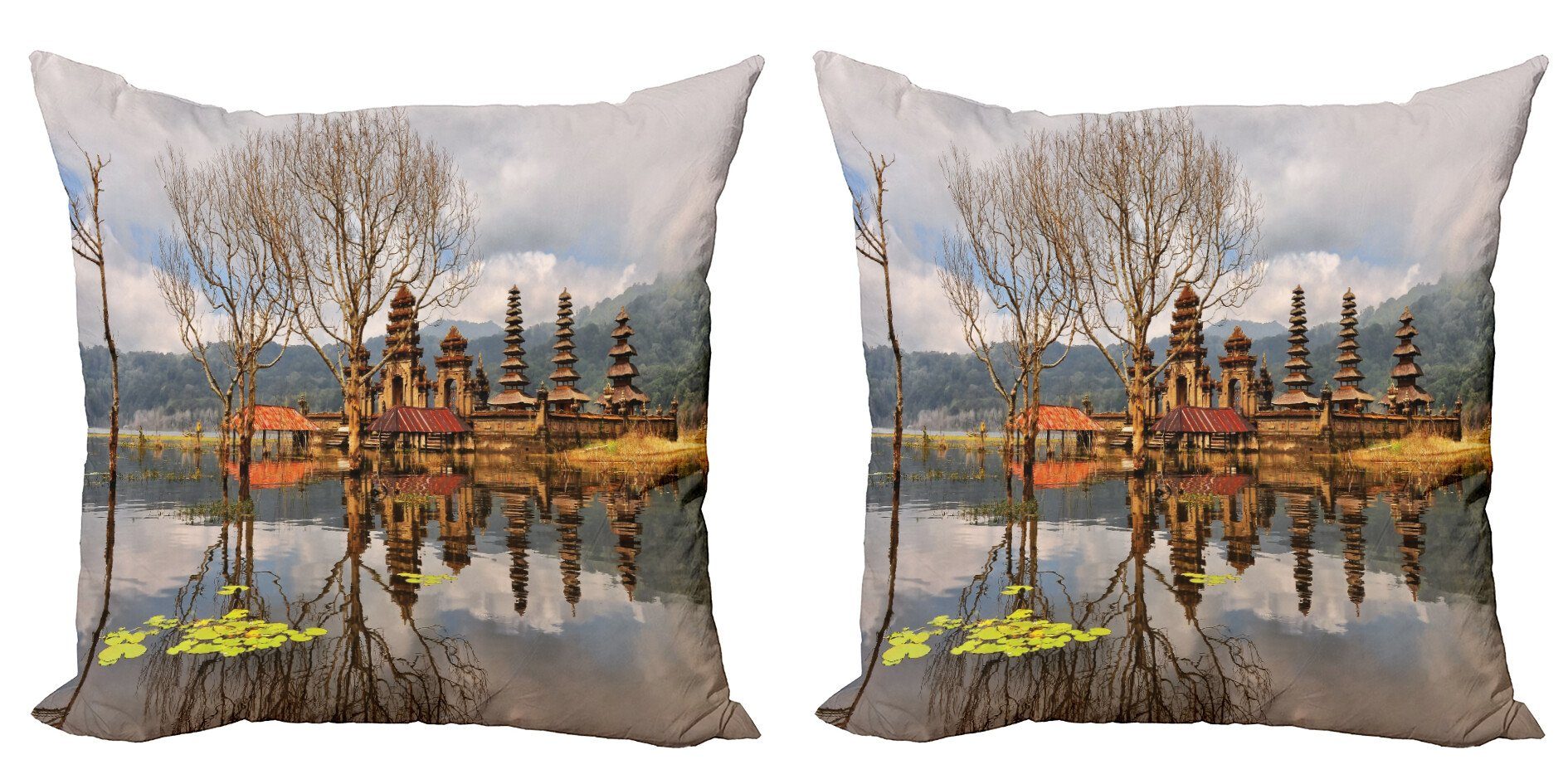 Kissenbezüge Modern Accent Doppelseitiger Digitaldruck, Abakuhaus (2 Stück), Landschaft Tamblingan Bali See