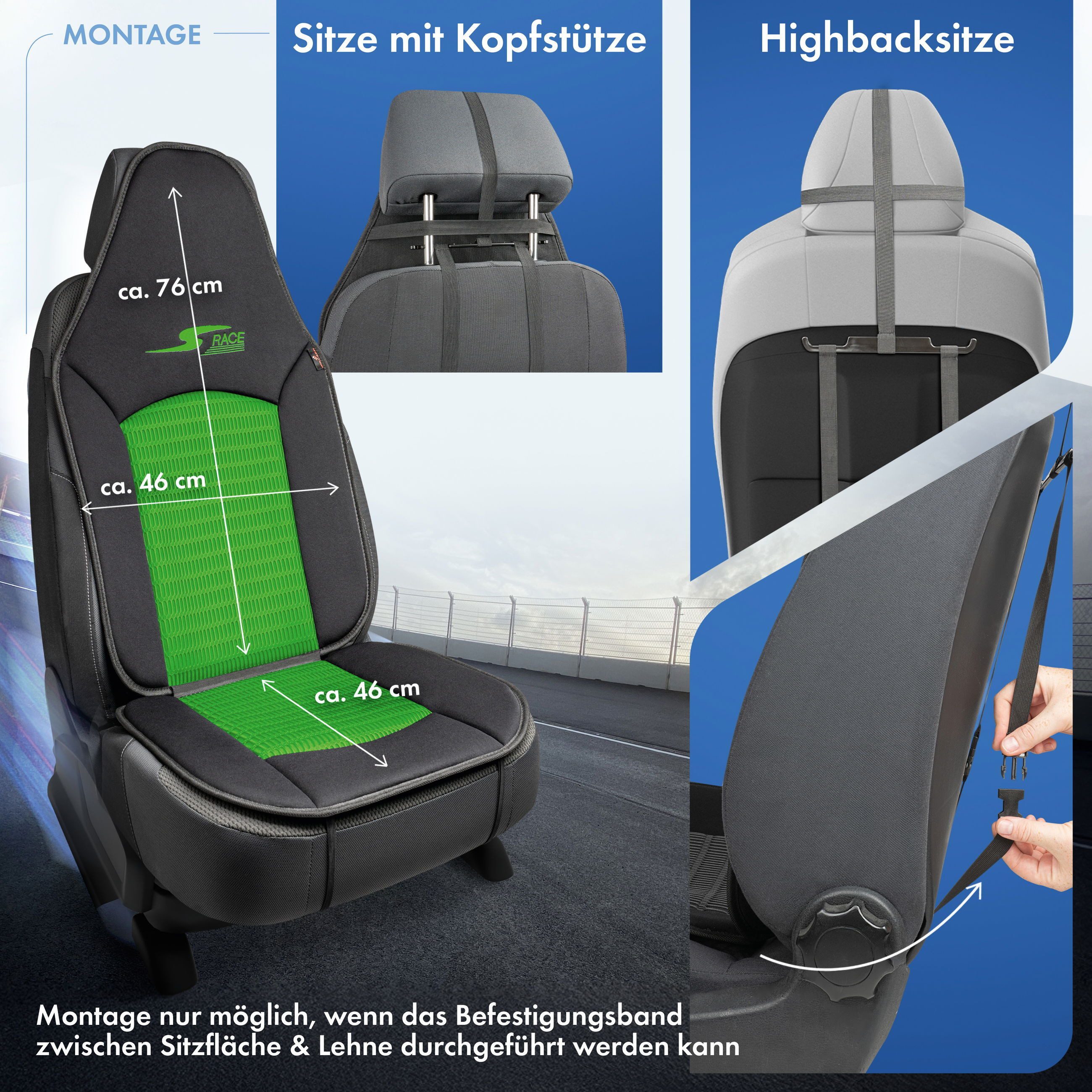 CarComfort Autositzauflage Sitzaufleger S-Race Pilotensit, 1 Stück, 1-tlg. – Bild 5 von 5