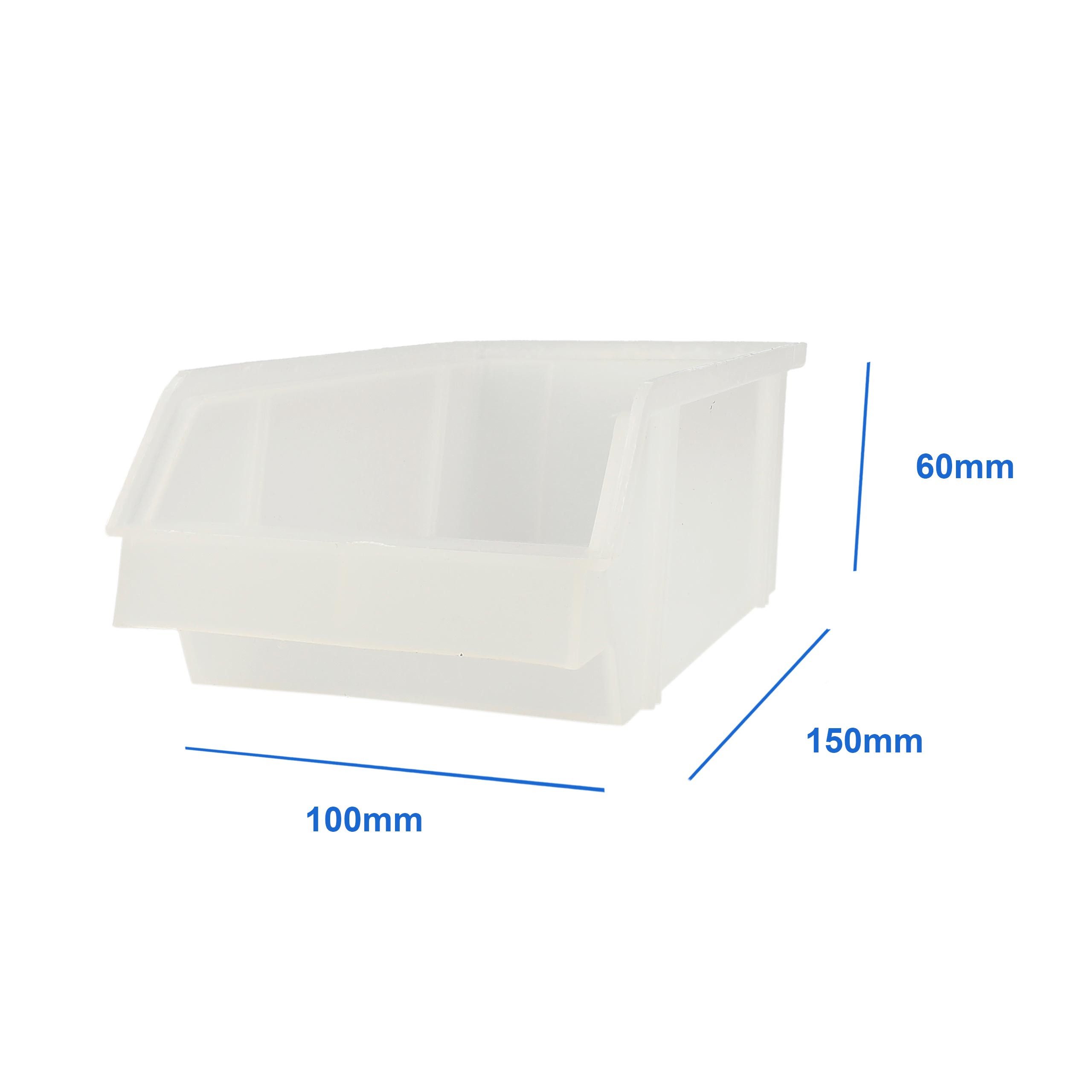 Lantelme Stapelbox 18 Stück Weiß und 6 Wandleisten Sichtlagerkästen Aufbewahrungsboxen, Lagerbox Deutsche Herstellung aus Kunststoff Maße 150x100x60 mm