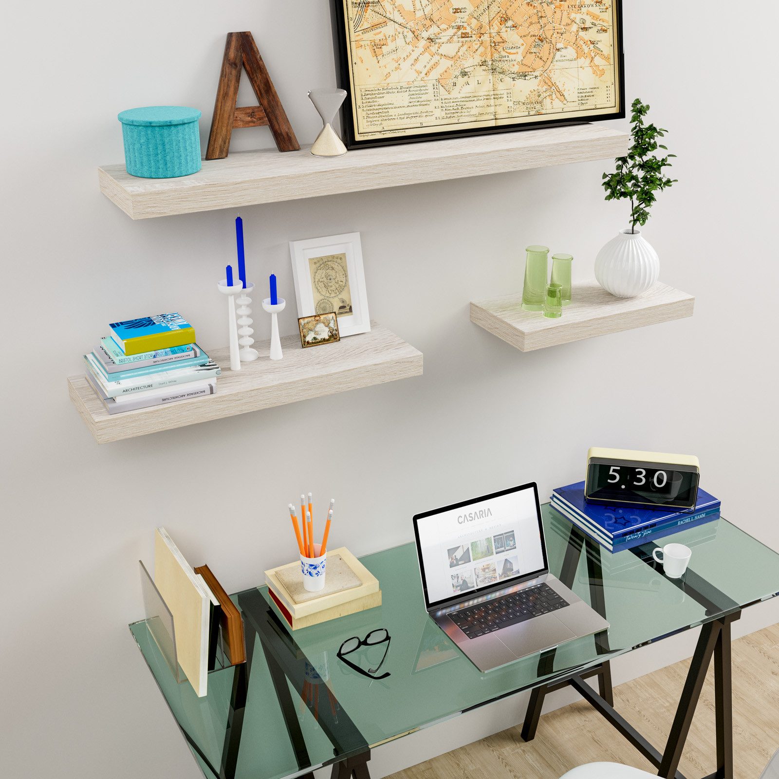 Casaria Wandboard, Eiche Hängeregal mit Halterung günstig online kaufen