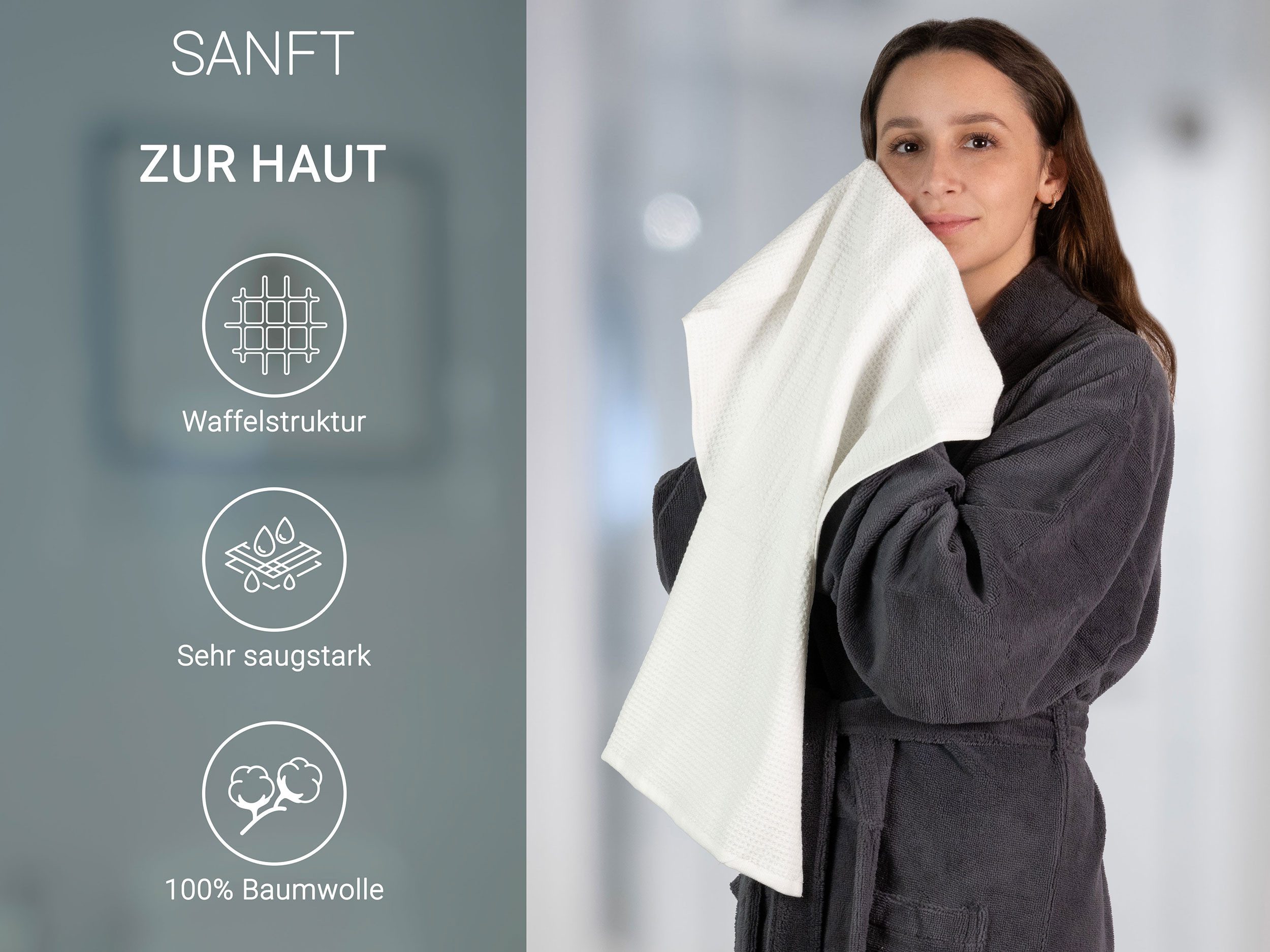 ZOLLNER Handtücher, Waffelpique (6-St), 50 x 70 cm, 100% Baumwolle, vom Hotelwäschespezialist