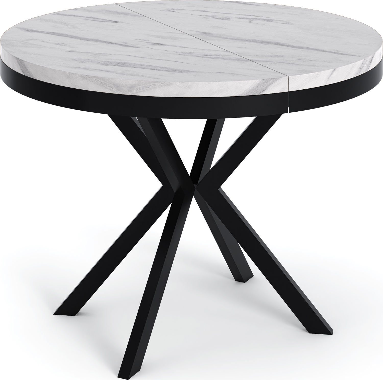 WFL GROUP Esstisch Ross, Tisch im Loft-Stil mit Metallbeinen Weiß Marmoroptik