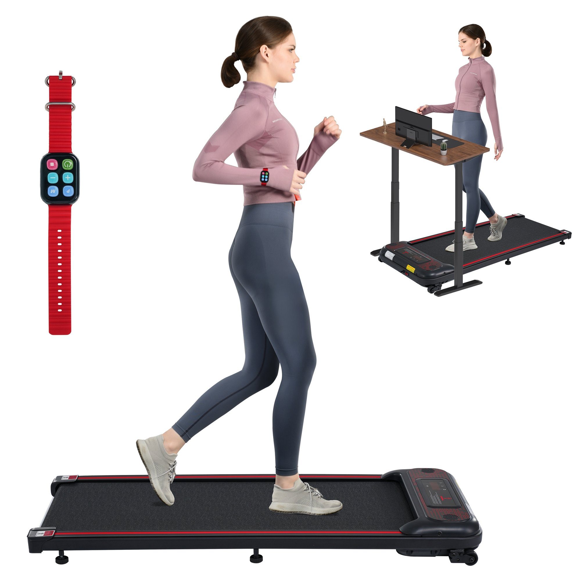 REDOM Laufband Underdesk Treadmill, Laufband mit LED-Anzeigeleuchten und Armband-Controller