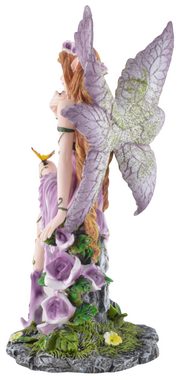Vogler direct Gmbh Dekofigur Fee "Violetta" im lilafarbenen Kleid mit Schmetterling - coloriert, aus Kunststein, Größe: L/B/H ca. 11x10x20cm