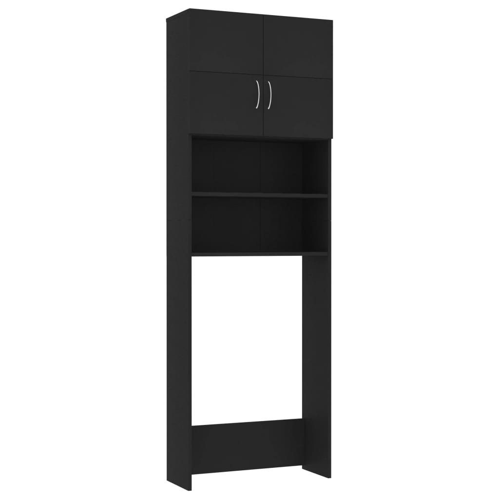 vidaXL Waschmaschinenumbauschrank 64x25,5x190 cm Schwarz Waschmaschinenschrank Holzwerkstoff