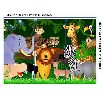 wandmotiv24 Fototapete Kinderzimmer, Dschungel, Tiere, glatt, Wandtapete, Motivtapete, matt, Vliestapete