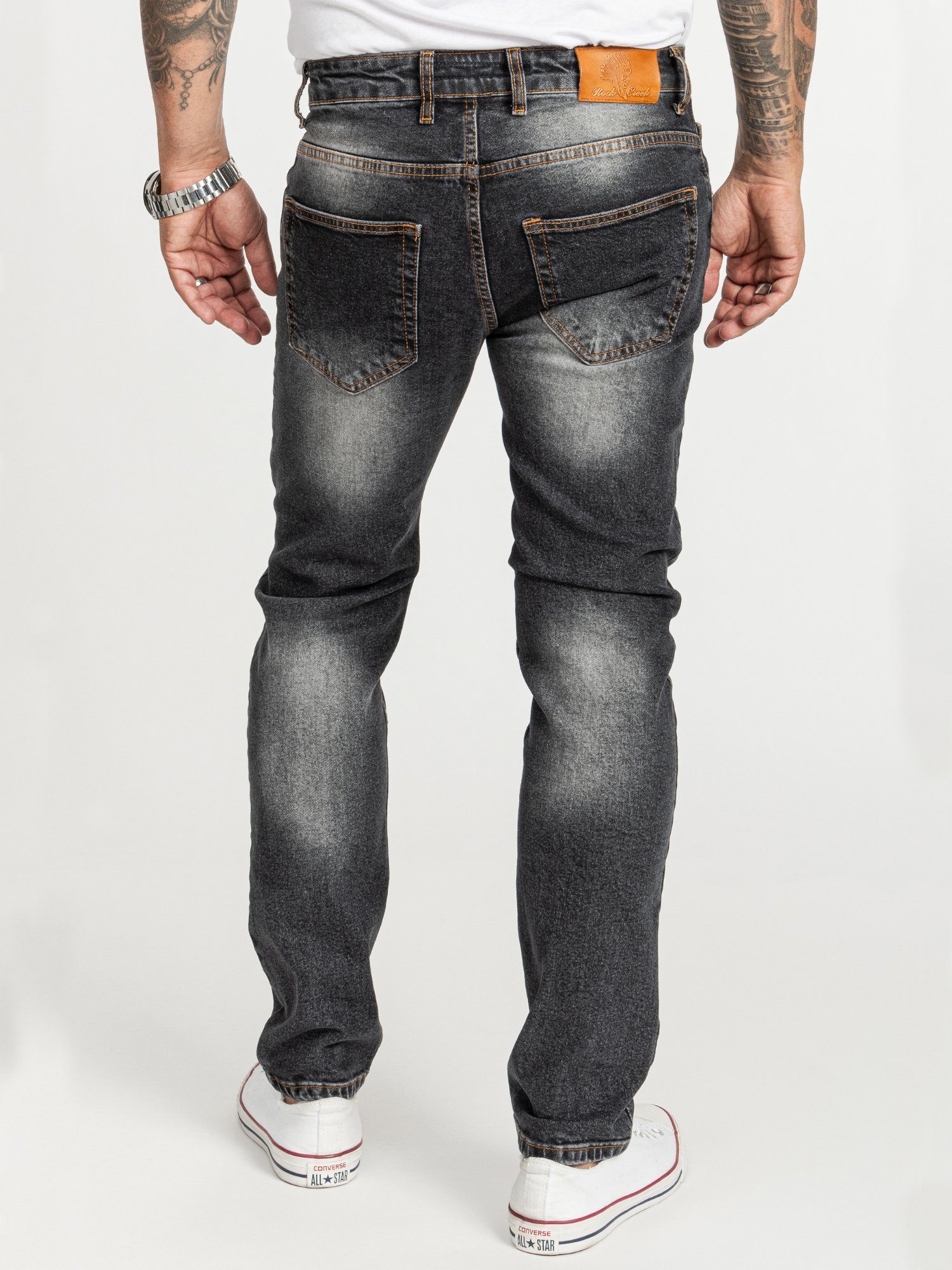 Rock Creek Regular-fit-Jeans Herren Jeans Stonewashed Dunkelgrau RC-2404