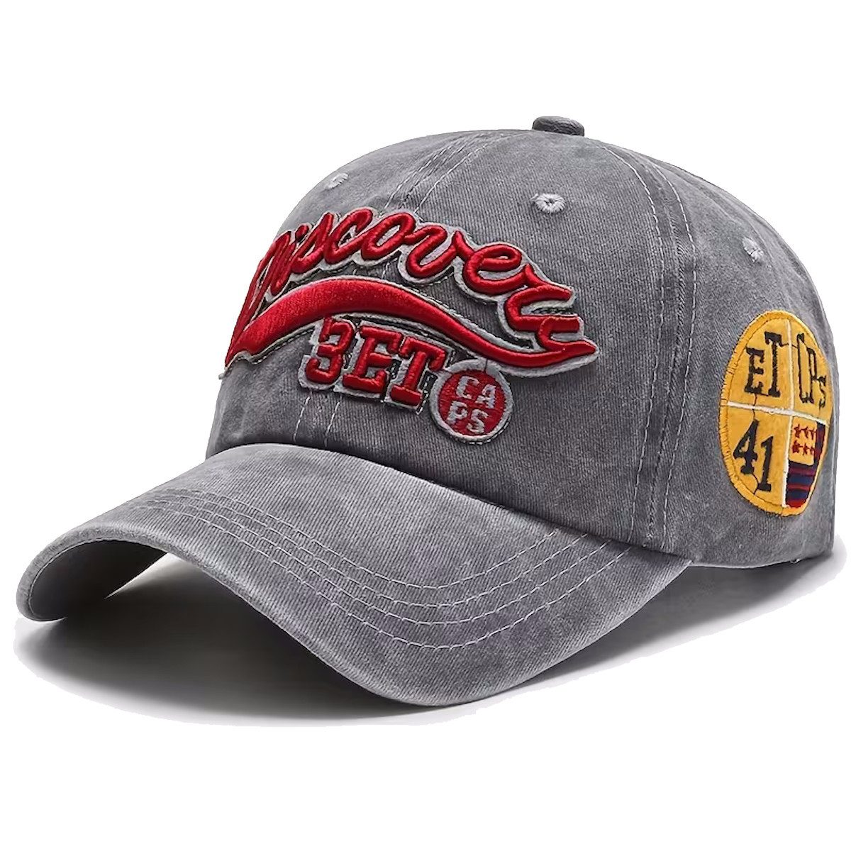 Sporty Baseball Cap Classic Discovery Vintage Style Used Washed Look Retro Baseballcap vintage Look