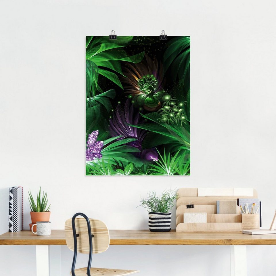 Artland Wandbild Paradiesvögel im Wald, Waldbilder (1 St), als Alubild,  Leinwandbild, Wandaufkleber oder Poster in versch. Größen