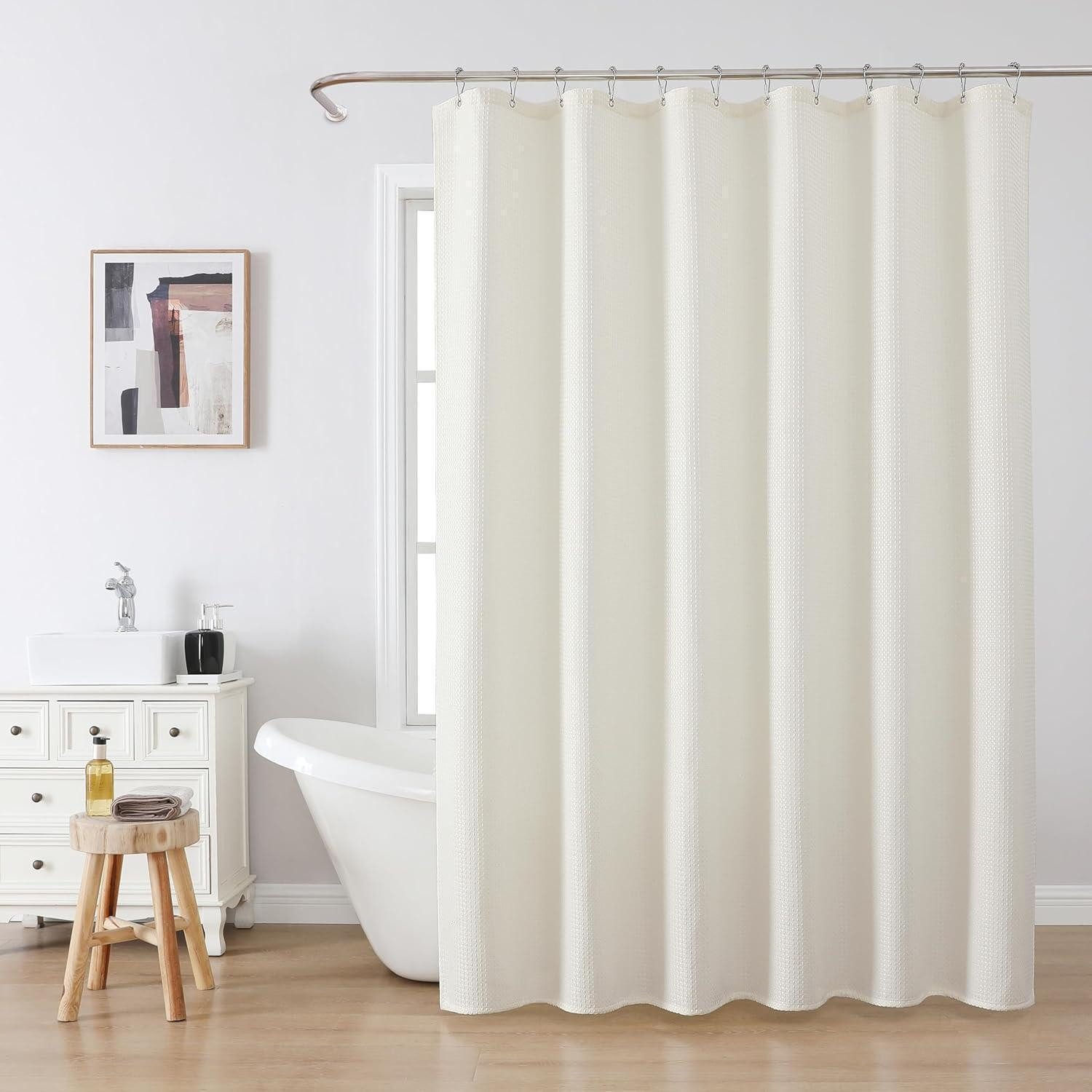 LuxusKollektion Duschvorhang Waffel Duschvorhang Anti Schimmel Badewanne Vorhang Set wasserdicht