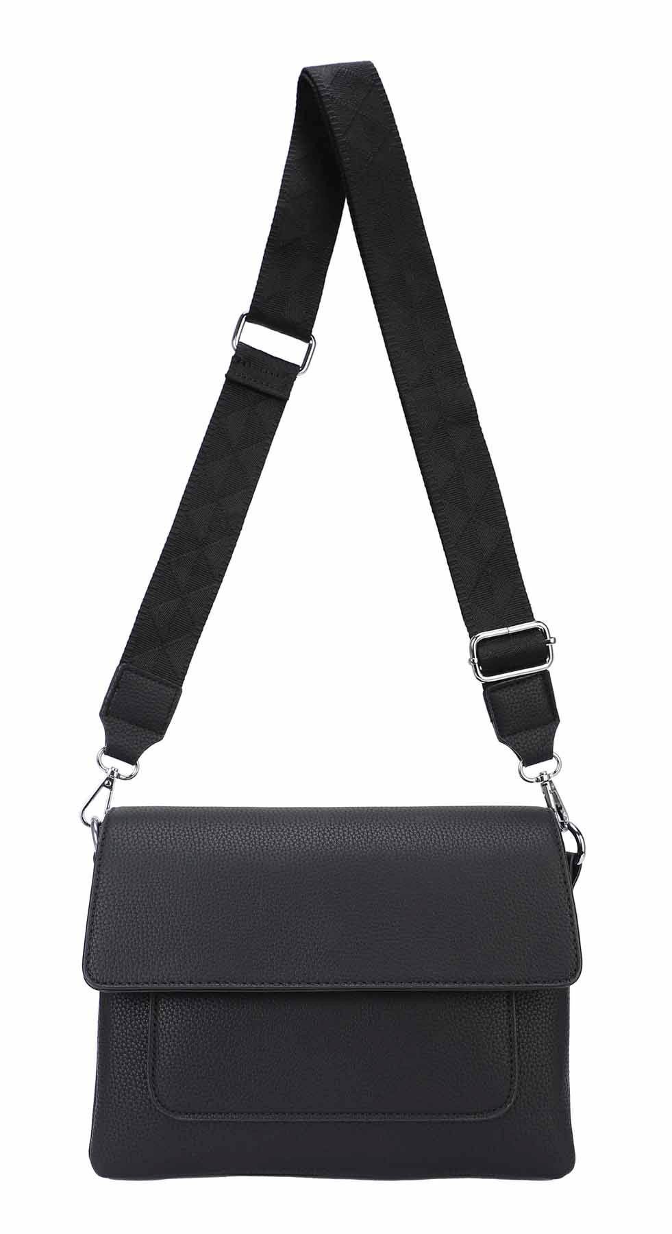 ITALYSHOP24 Schultertasche Damen Crossbody Bodybag Umhängetasche Messenger Brusttasche Crossover (Spar-Set Clutch, Tasche mit einem breitem Muster Stoffgurt/Umhängeband, Leder Optik), Handtasche Shopper Freizeit Damentasche Reise Leder Optik