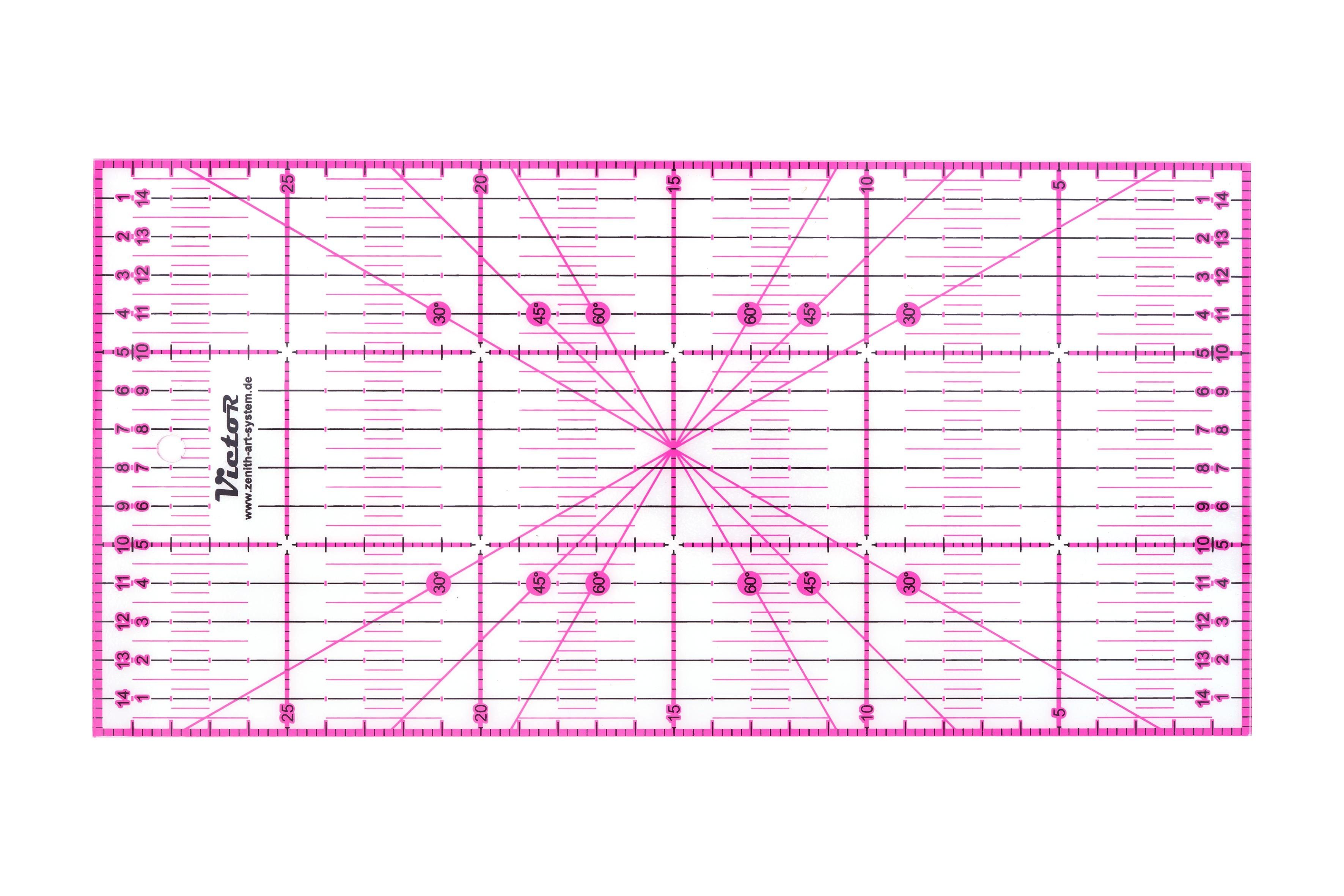 Victor (Zenith) Lineal Patchwork Lineal, Transparent mit aufgedruckten Maßangaben