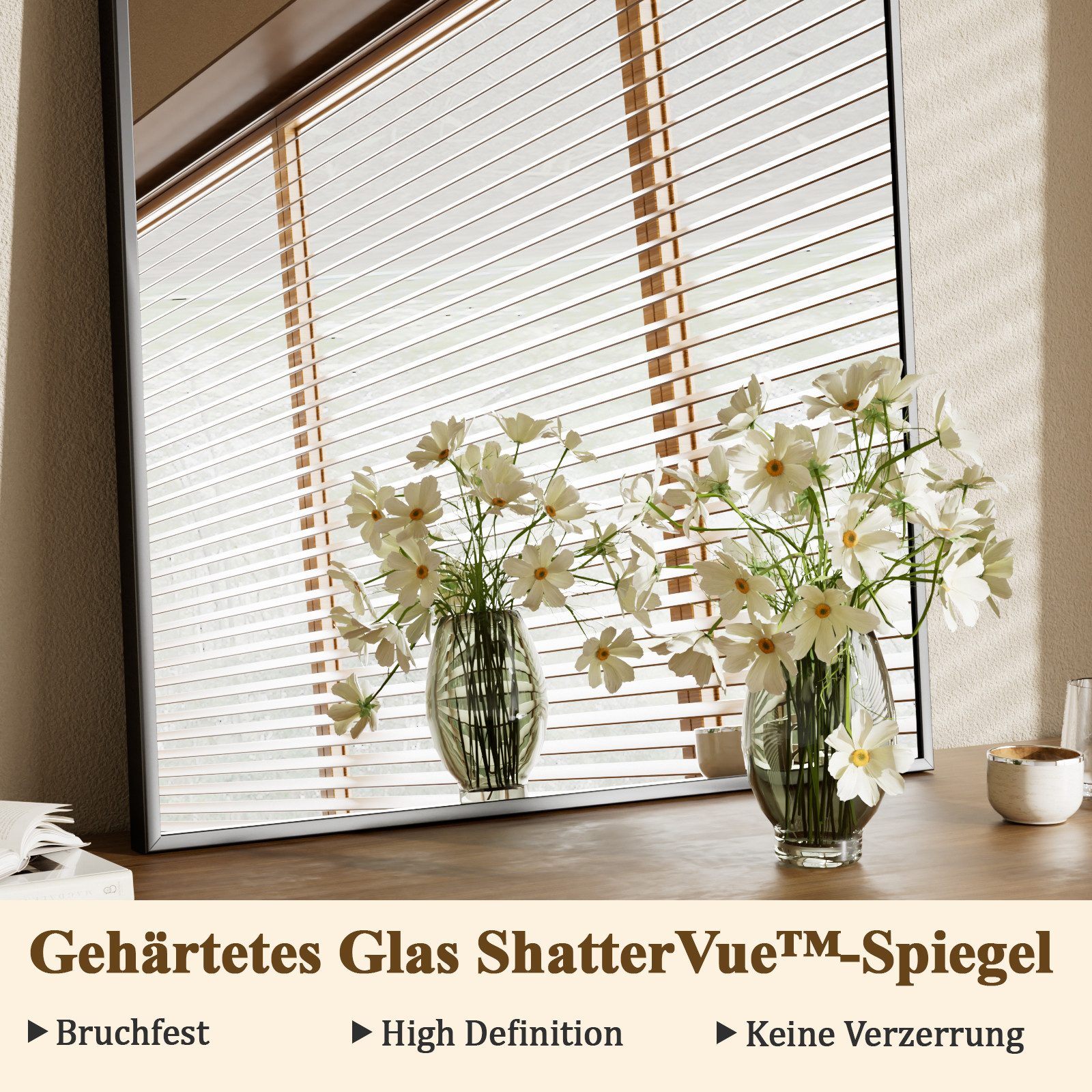 BEAUTYPEAK Dekospiegel Wasserdichter Bogenspiegel für das Badezimmer mit Rahmen