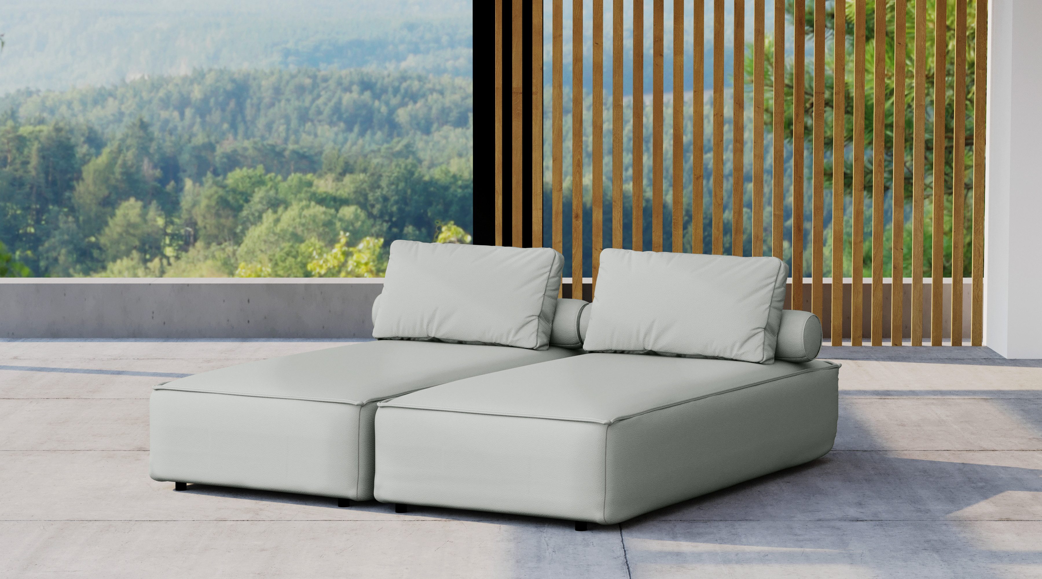 Kaiser Möbel Gartenlounge-Sessel Doppelter Liegestuhl für den Garten MALIBU, Terrasse, Hinterhof (2 Liegestühle 4 Kissen)