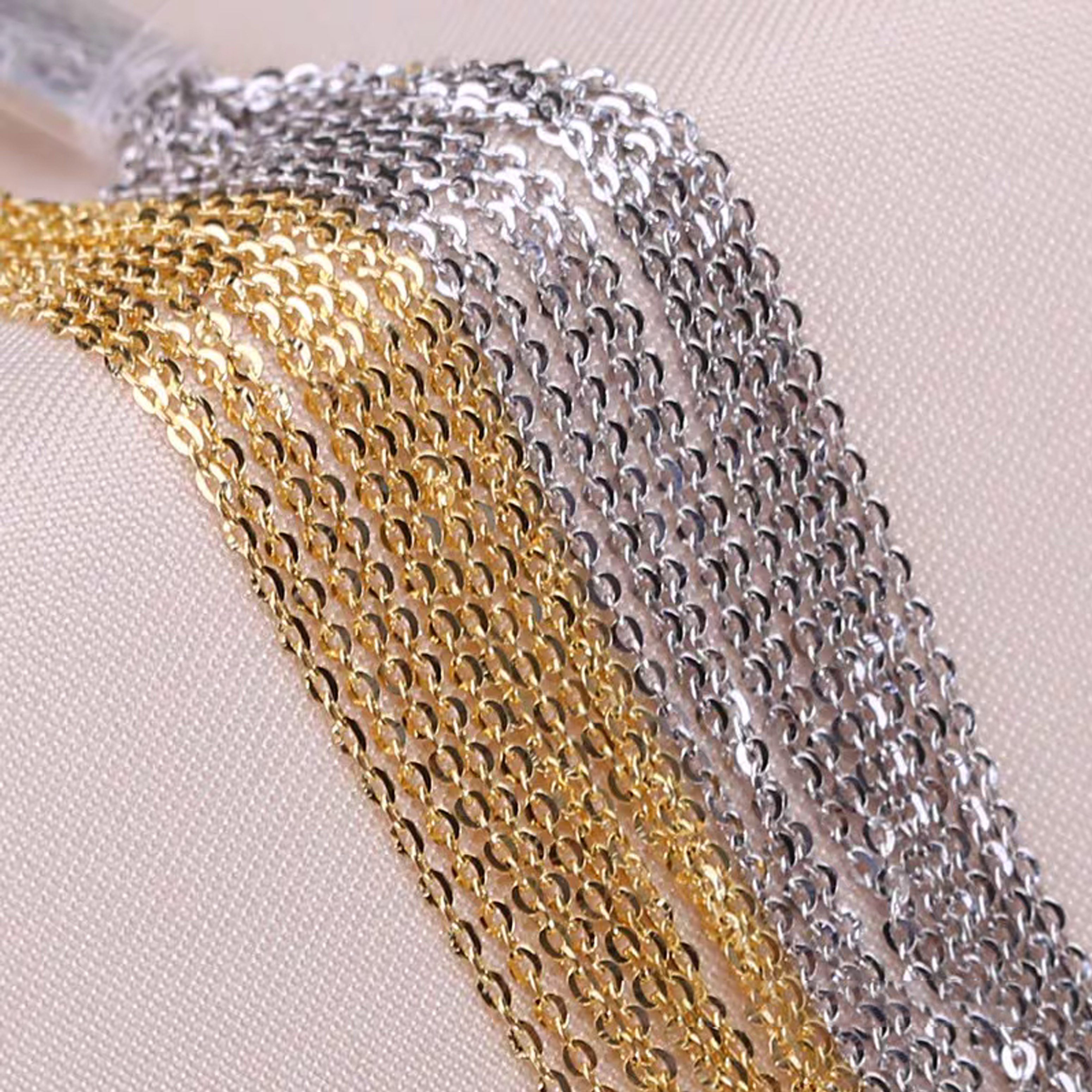 GOLDEN Kette ohne Anhänger Feine Einfache Halskette, zierliche Silberkette, Schicht Ketten