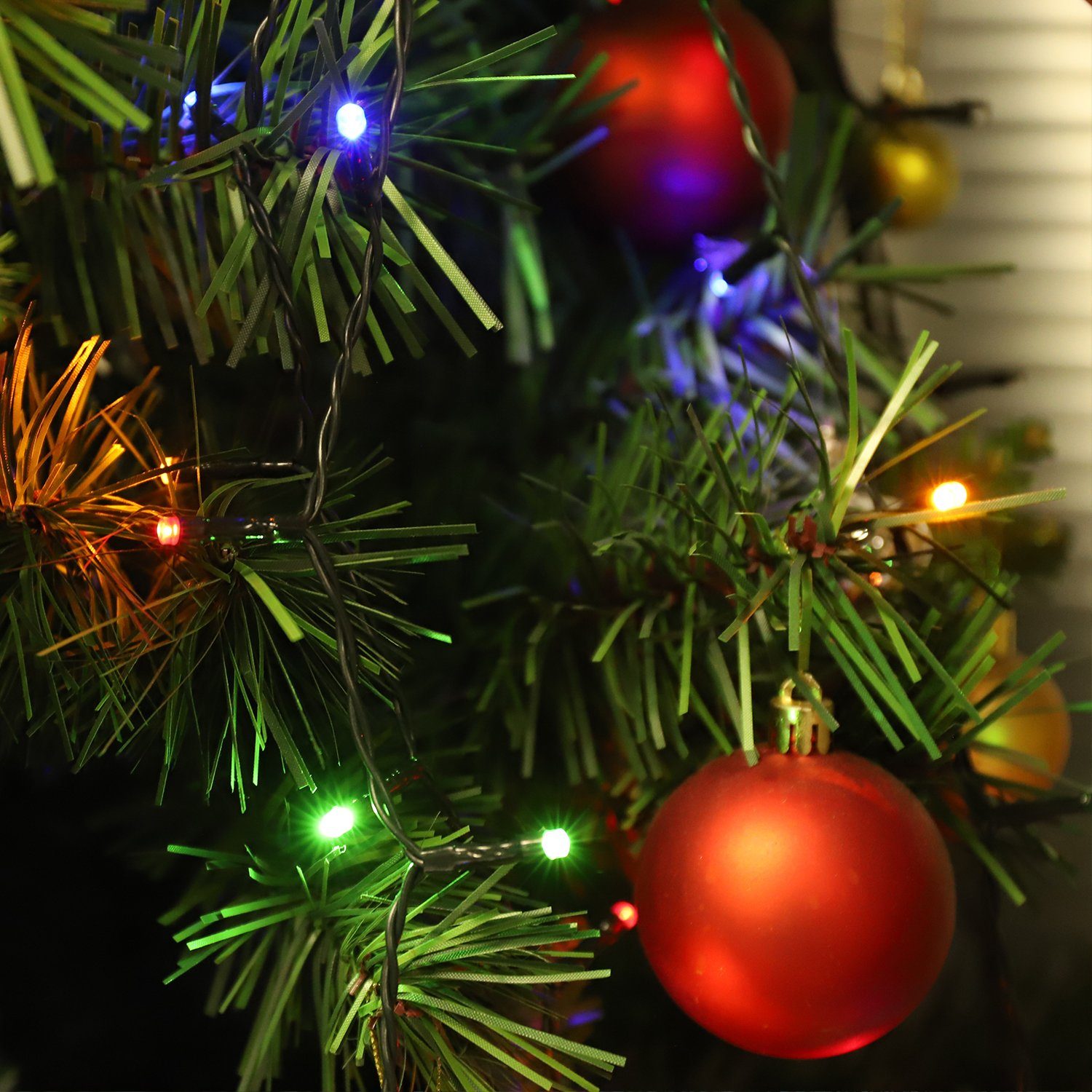 Weihnachtsbaum LED-Baummantel bunt LED-Lichterkette außen, mit ring 3m Lichterkette Modi Stromversorgung Stecker wasserdicht Lichterkette über 9 LED Salcar