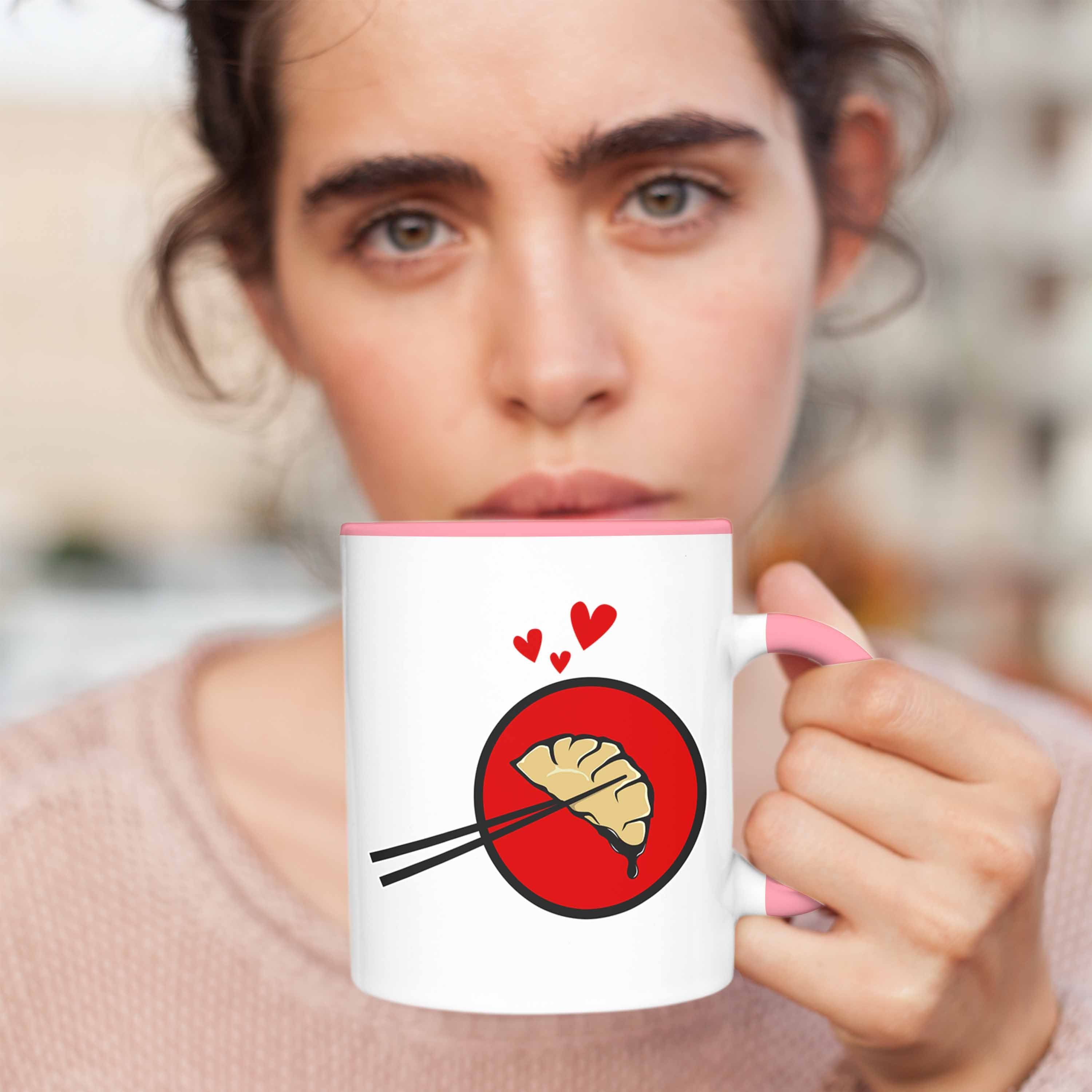 Liebe Rosa Dumpling Tasse Trendation - Tasse Geschenk Gyozas Geschenkidee Sushi Asiatisch Liebhaber Trendation