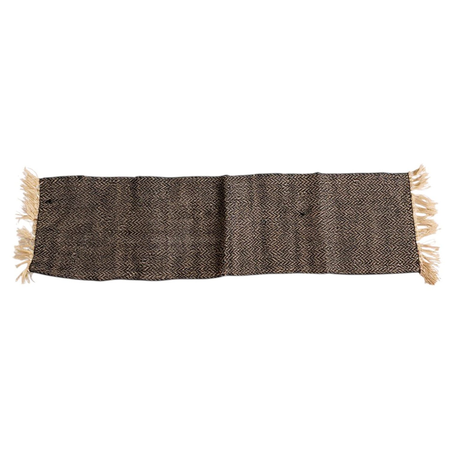 Macosa Home Tischläufer Jute Baumwolle 150 x 45 cm Schwarz Natur (Tafelläufer Jutetischdecke Baumwolltischläufer, Tischdekoration Tischmatte Tischband), Tisch Läufer Tischdecke Tischwäsche