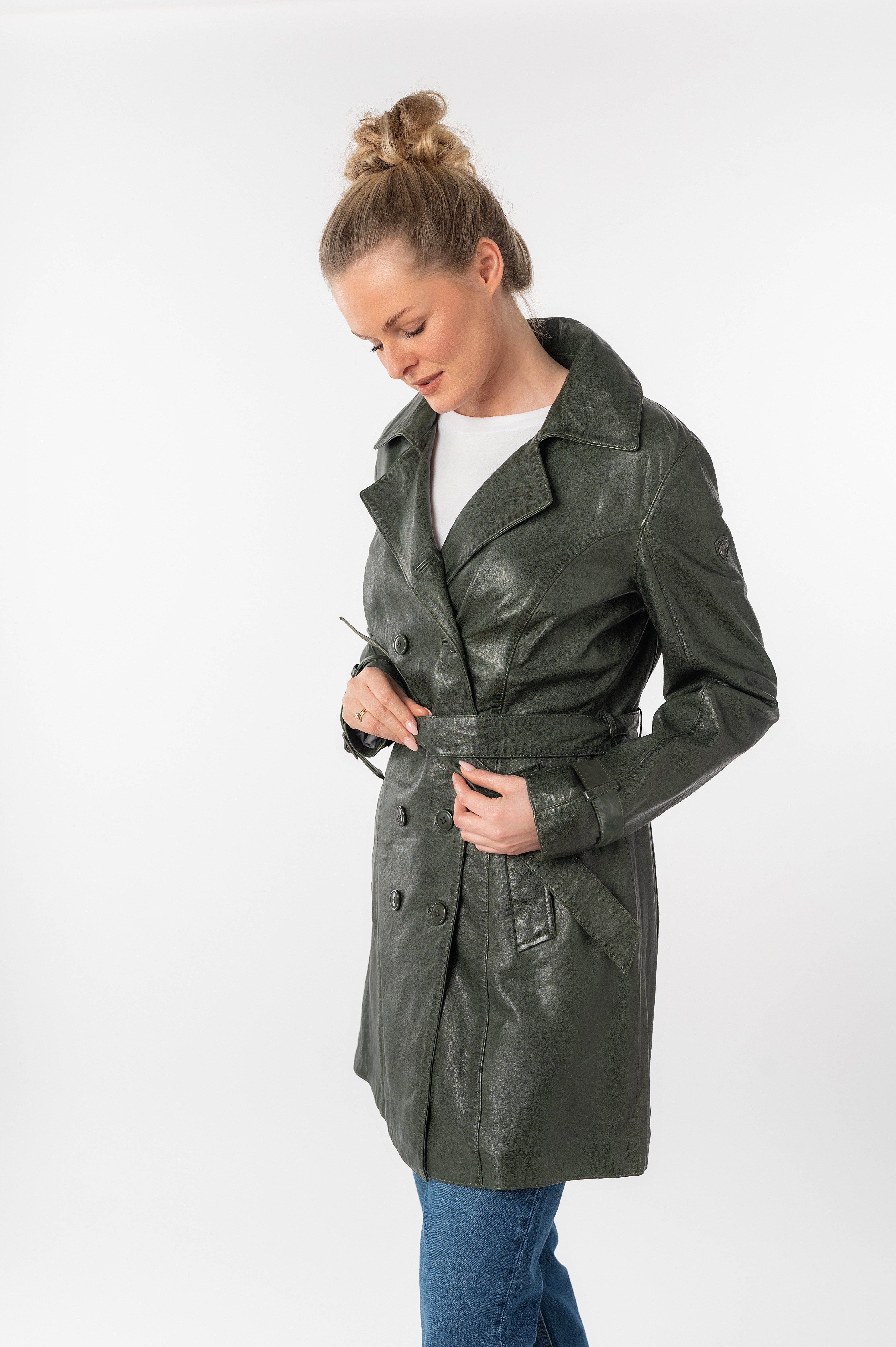 Mauritius Ledermantel GWTaresa (2-tlg., mit Bindegürtel) Leder-Trenchcoat m günstig online kaufen
