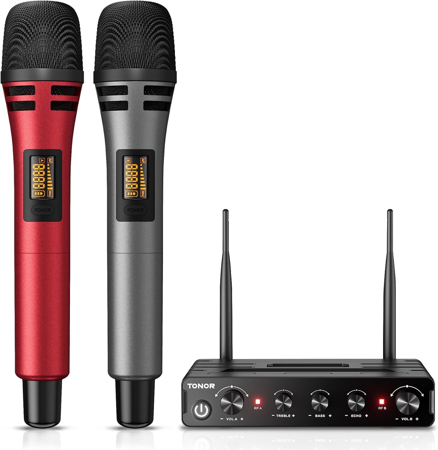 TONOR Mikrofon TW350 Funkmikrofonsystem 2 Mikrofone kabellos 60m Reichweite