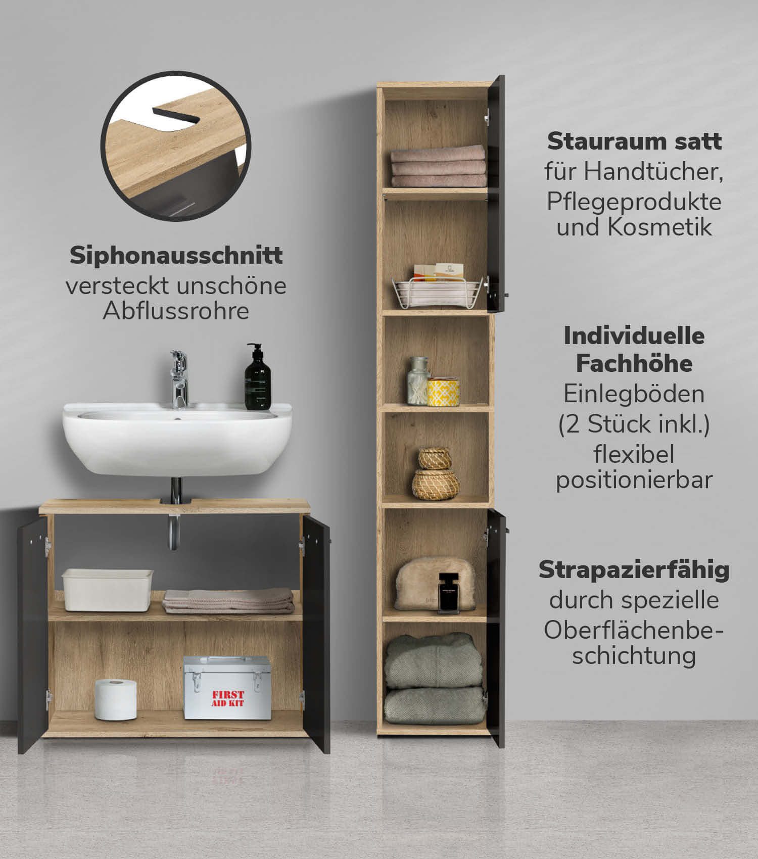 mokebo Badmöbel-Set Der Steuermann, (2-teilig), Unterschrank & Hochschrank günstig online kaufen