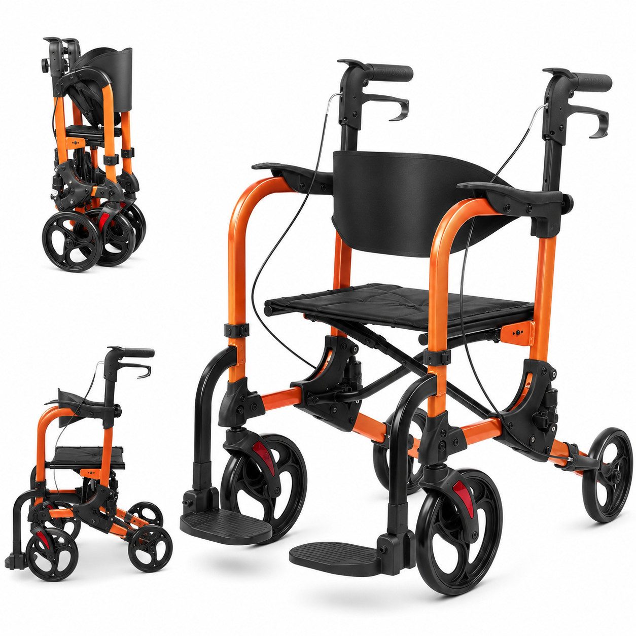 VEKROBOT Rollator Multifunktions Rollator faltbar, 7 fach höhenverstellbar, mit Sitz, Für verschiedene Anlässe einsetzbar