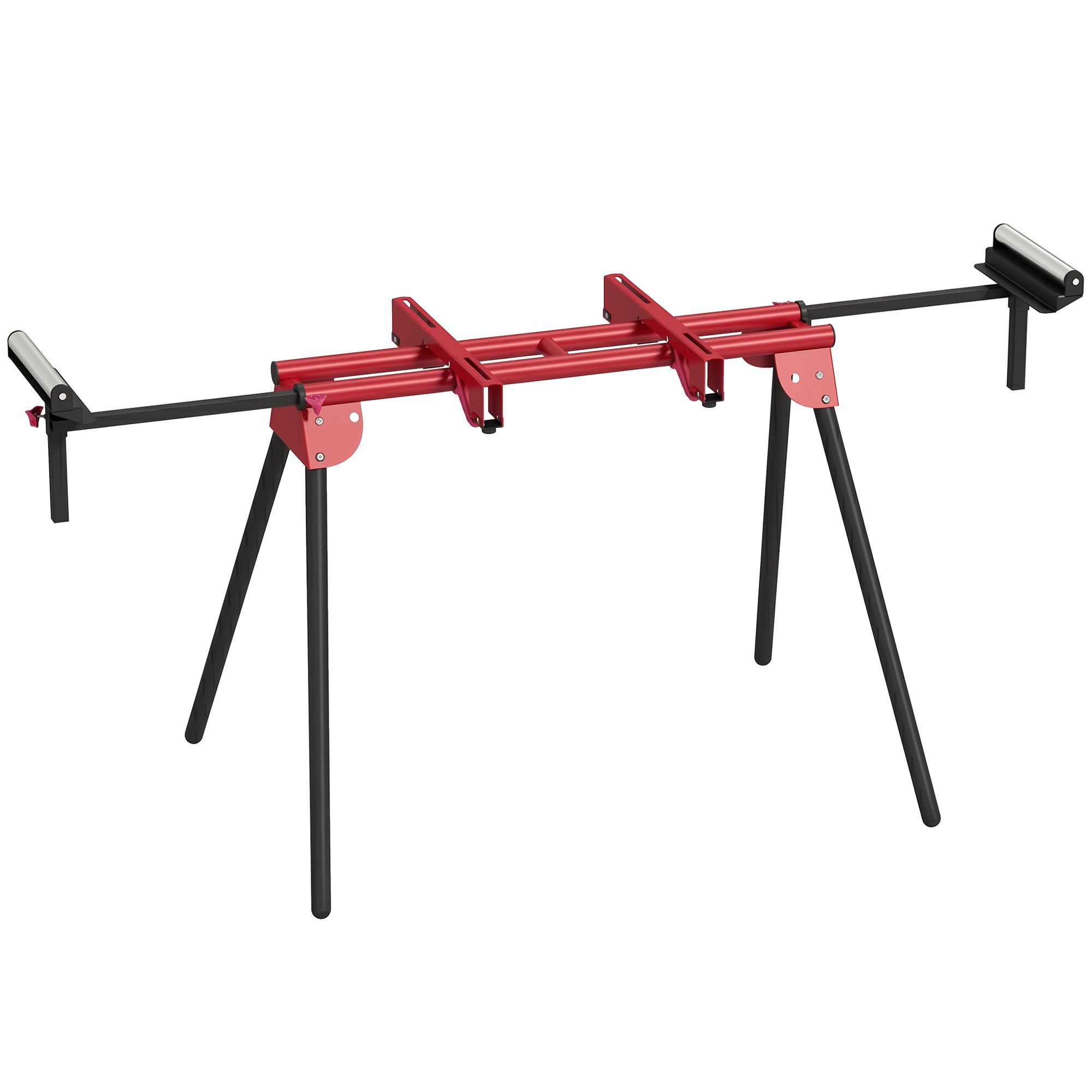 HOMCOM Sägebock 2er Set höhenverstellbare Klappböcke Gerüstbock aus Metall, 150 kg max. Belastbarkeit, 0 cm max. Stammdurchmesser, (Set, 1-St., mit Rollenstützen), ausziehbar 94-195 cm, Tragkraft 150 kg