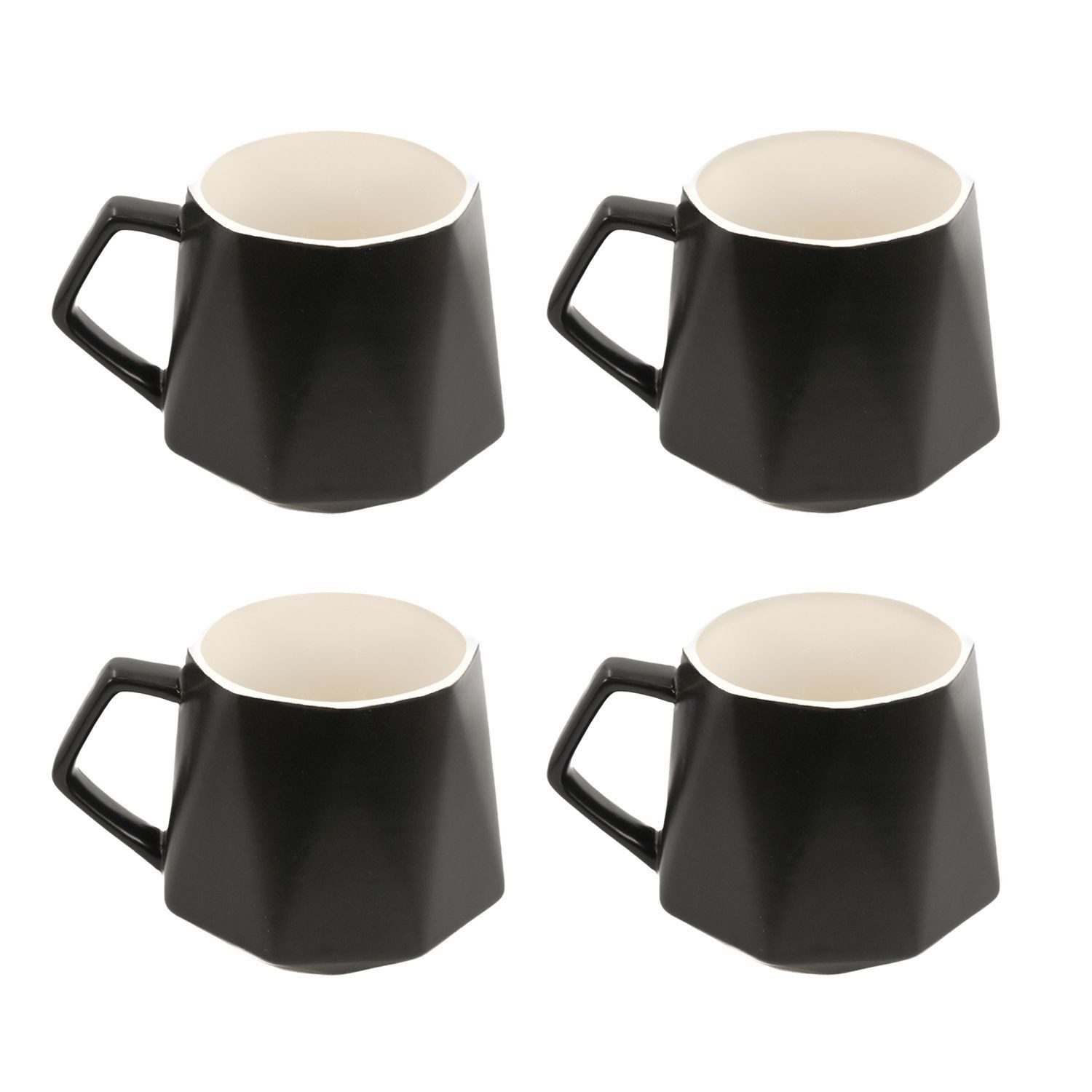 Intirilife Tasse, 4-tlg., Keramik, Kaffee Tee Tasse in Feinschliff Optik 350 ml - 13 x 10.5 x 9.2 cm