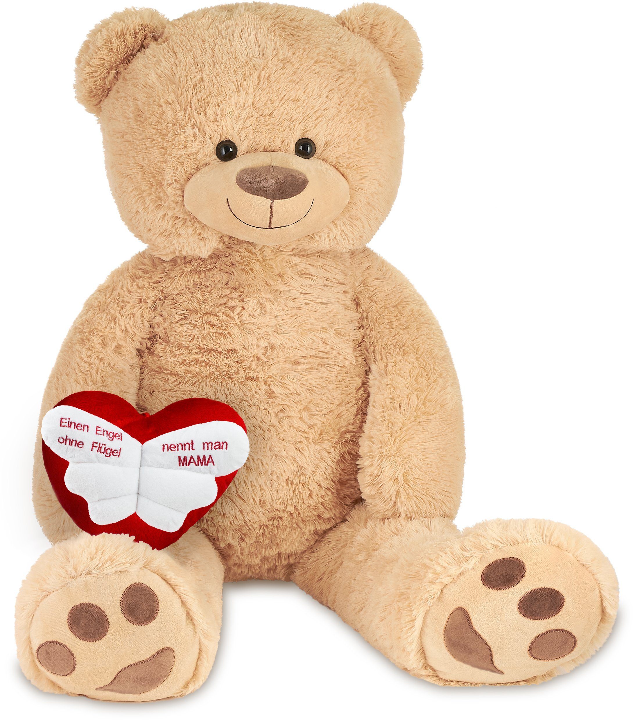 Kuscheltier XXL Teddybär 100 cm mit Engelsflügel Herz