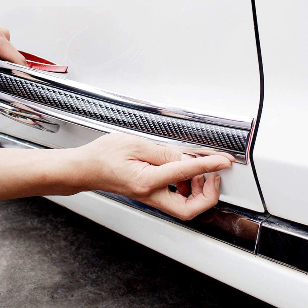Auto-Türschwellerschutz, TUABUR Garagen-Wandschutz Stoßstangen-Schutz Karbonfaser, Silber
